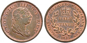 Großbritannien-Britisch Guyana (Essequibo und Demarary). George III. 1760-1820 
Cu-1/2 Stuiver (Half Stiver) 1813. KM 9. überdurchschnittliche Erhalt...