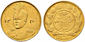 Iran-Kadjaren-Dynastie. Ahmad Shah AH 1327-1344/AD 1909-1925 
Toman AH 1335 (1916/17) -Teheran-. KM 1074, Fr. 84. 2,83 g sehr schön-vorzüglich