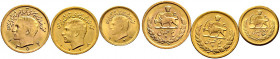 Iran-Pahlavi-Dynastie. Mohammad Reza Pahlavi Shah SH 1320-1358/AD 1941-1979 
Lot (3 Stücke): 1/2 Pahlavi SH 1338 (1959) und SH 1354 (1975) sowie 1/4 ...