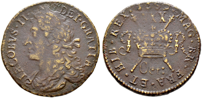 Irland. James II. 1685-1691 
Halfcrown zu 30 Pence 1689 -Dublin oder Limerick-....