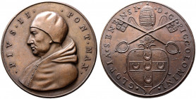 Italien-Kirchenstaat (Vatikan). Pius II. (Enea Silvio Piccolomini) 1458-1464 
Bronzemedaille o.J. unsigniert, auf sein Pontifikat. Brustbild in Mozze...