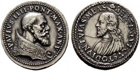 Italien-Kirchenstaat (Vatikan). Paul IV. (Gianpietro Carafa) 1555-1559 
Silbermedaille AN V (1559) von G. Bonzaga il Parmigiano. Brustbild in Pluvial...