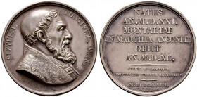 Italien-Kirchenstaat (Vatikan). Sixtus V. (Felice Peretti) 1585-1590 
Versilberte Bronzemedaille 1823 von Caque, aus der Durand'schen Medaillensuite,...