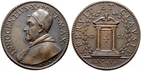 Italien-Kirchenstaat (Vatikan). Innocenz X. (Giambattista Pamphili) 1644-1655 
Bronzemedaille AN X (1654) von G. Mola, auf das Heilige Jahr 1650. Bru...