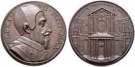 Italien-Kirchenstaat (Vatikan). Alexander VII. (Fabio Chigi) 1655-1667 
Bronzemedaille o.J. (1658) von G. Mola, sogen. Jahresmedaille. Brustbild in M...