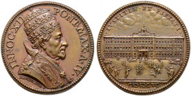 Italien-Kirchenstaat (Vatikan). Innozenz XII. (Antonio Pignatelli) 1691-1700 
Bronzemedaille 1695 (AN IV) von G. Hamerani, auf die Vollendung des Pal...