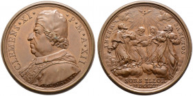 Italien-Kirchenstaat (Vatikan). Clemens XI. (Gianfrancesco Albani) 1700-1721 
Bronzemedaille 1712 (AN XII) von E. Hamerani, auf die Kanonisierungen d...