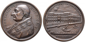 Italien-Kirchenstaat (Vatikan). Benedikt XIII. (Pier Francesco Orsini) 1724-1730 
Bronzemedaille 1728 (AN V) von E. Hamerani, auf den Bau der Strafvo...