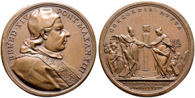 Italien-Kirchenstaat (Vatikan). Benedikt XIV. (Prospero Lambertini) 1740-1758 
Bronzemedaille AN XIII (1752/53) von O. Hamerani, auf die glückliche G...