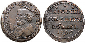 Italien-Kirchenstaat (Vatikan). Pius VI. (Giovanni Angelo Braschi) 1775-1799 
Cu- 2 1/2 Baiocchi 1796 -Rom-. Berman 2990, Munt. 99. selten in dieser ...