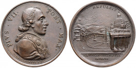 Italien-Kirchenstaat (Vatikan). Pius VII. (Gregorio Chiaramonti) 1800-1823 
Bronzemedaille o.J. (1801) von T. Mercandetti, auf sein Pontifikatsbeginn...