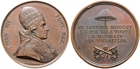 Italien-Kirchenstaat (Vatikan). Pius VII. (Gregorio Chiaramonti) 1800-1823 
Bronzemedaille 1805 von Droz, auf seinen Besuch in der Pariser Medaillenp...