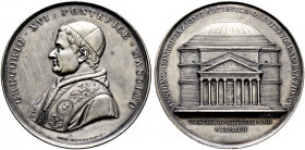 Italien-Kirchenstaat (Vatikan). Gregor XVI. (Bartolomeo Alberto Cappellari) 1831-1846 
Versilberte, bronzene Prämienmedaille o.J. von N. Cerbera, des...