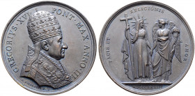 Italien-Kirchenstaat (Vatikan). Gregor XVI. (Bartolomeo Alberto Cappellari) 1831-1846 
Bronzemedaille 1833 (AN III) von G. Girometti, auf Friedenslie...