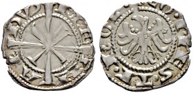 Tirol, Grafschaft. Meinhard II. und seine Söhne 1274-1335 
Zwanziger (20 Berner) o.J. (1274/75-1306) -Meran-. MT 13 (var.). 1,64 g vorzüglich