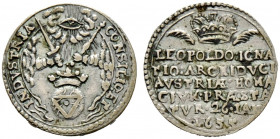 Haus Habsburg. Leopold I. 1657-1705
Jetonartige Silbermedaille (Abschlag von den Stempeln des Halbdukaten) 1655 unsigniert, auf die Huldigung der öst...