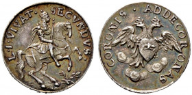 Haus Habsburg. Leopold I. 1657-1705 
Kleine Silbermedaille (Auswurfmünze) o.J. (1690) unsigniert, auf die Krönung seines Sohnes Joseph zum römischen ...