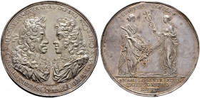 Haus Habsburg. Leopold I. 1657-1705 
Einseitige Silber-Klischees von Vorder- und Rückseite der Medaille 1700 von J.R. Engelhardt, auf das neue Jahrhu...