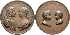 Haus Habsburg. Maria Theresia 1740-1780 
Bronzemedaille o.J. (1745) von O. Hamerani, auf die Geburt ihres zweiten Sohnes Erzherzog Karl Joseph. Die B...