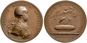 Haus Habsburg. Maria Theresia 1740-1780 
Bronzemedaille 1761 von A. Widemann, auf den Tod von Erzherzog Karl. Dessen Brustbild im Harnisch mit Zopfsc...