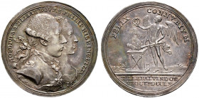 Haus Habsburg. Josef II., Mitregent 1764-1780 
Silbermedaille 1760 von A. Widemann, auf seine Hochzeit mit Elisabeth von Bourbon. Beider Brustbilder ...