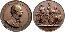 Wien, Stadt. 
Bronzemedaille 1877 von A. Scharff, auf den Wiener Bürgermeister und Kunstsammler Dr. Kajetan Freiherr von Felder (1814-1894). Dessen B...
