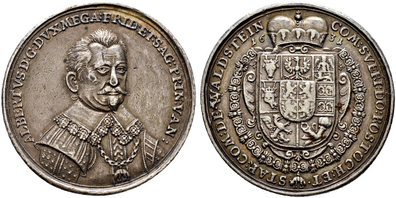 Wallenstein. Albrecht von Wallenstein 1626-1634
Silbermedaille 1631 unsigniert ...