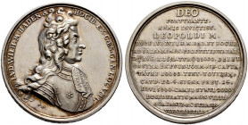 Baden-Baden. Ludwig Wilhelm 1677-1707 
Silbermedaille 1691 von G. Hautsch, auf den Sieg über die Türken bei Salankamen. Geharnischtes Brustbild mit A...