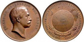 Baden-Durlach. Friedrich I. 1852-1907 
Bronzemedaille 1858 von C. Voigt, auf die Versammlung der Naturforscher und Ärzte in KARLS­RUHE. Büste nach re...