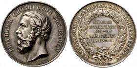 Baden-Durlach. Friedrich I. 1852-1907 
Silbermedaille 1881 von Chr. Schnitzspahn, auf die Ausstellung des Landwirtschaftlichen Vereins in KARLSRUHE a...
