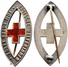 Baden-Durlach. Friedrich II. 1907-1918 
Silbernes Ansteck-Abzeichen für Badische Helferinnen vom Roten Kreuz. Silber und Emaille, mit rück­seitiger T...