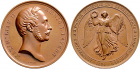Bayern. Maximilian II. Joseph 1848-1864 
Bronzene Prämienmedaille 1854 von C. Voigt, der Gewerbeausstellung in München. Kopf des Königs nach rechts /...