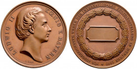 Bayern. Ludwig II. 1864-1886 
Bronzene Prämienmedaille 1869 von J. Ries, der Internationalen Kunstausstellung in München. Kopf nach rechts / In einem...