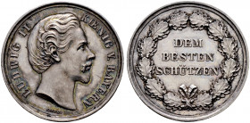 Bayern. Ludwig II. 1864-1886 
Silberne Prämienmedaille o.J. von J. Ries, für gutes Schießen. Kopf des Königs nach rechts / "DEM/BESTEN/SCHÜTZEN" in e...