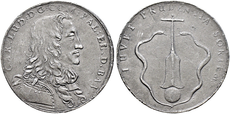 Pfalz, Kurlinie. Karl Ludwig 1648-1680 
Talerförmige Bleimedaille o.J. (1661) v...