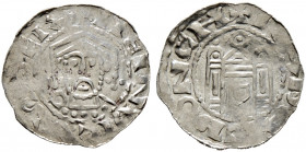 Regensburg, königliche Münzstätte. Heinrich IV. als König 1056-1084, (Kaiser bis 1106) 
Denar (zusammen mit Bischof Gebhard III.) Typ 1 um 1058. +HEI...
