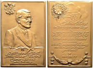 Reuß- jüngere Linie zu Schleiz. Heinrich XIV. 1867-1913 
Bronzeplakette 1904 von P. Dyffcke, auf den 75. Geburtstag des Geheimen Regierungsrats Juliu...