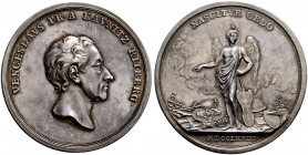 Rietberg, Grafschaft. Wenzel Anton Fürst von Kaunitz-Rietberg 1746-1794 
Silbermedaille 1773 von J.M. Krafft. Büste nach rechts / Stehender Genius mi...