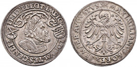 Sachsen-Kurfürstentum. Friedrich III. der Weise 1486-1525
1/4 Guldengroschen 1507 -Nürnberg- von Hans Krug und Hans Vischer nach einem Entwurf von Lu...