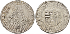 Sachsen-Albertinische Linie. Moritz 1541-1553 
Taler 1549 -Annaberg-. Keilitz/Kahnt 10, Slg. Mers. -, Schnee 689, Dav. 9787. kleine Kratzer auf dem R...