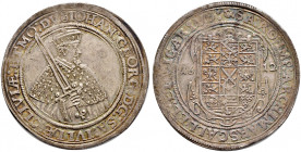 Sachsen-Albertinische Linie. Johann Georg I. und August 1611-1615 
Taler 1612 -Dresden-. Auf das Vikariat. Mit Hüftbild des Kurfürsten Johann Georg I...