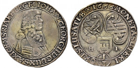 Sachsen-Albertinische Linie. Johann Georg II. 1656-1680 
1/3 Taler 1666 -Dresden-. Prägung für die Oberlausitz. Clauss/Kahnt 448, Slg. Mers. 2733, Ko...