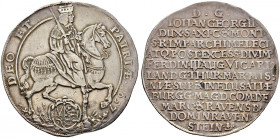 Sachsen-Albertinische Linie. Johann Georg II. 1656-1680 
Taler 1657 -Dresden-. Auf das Vikariat. Aversumschrift beginnt links unten. Clauss/Kahnt 491...