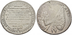 Sachsen-Albertinische Linie. Johann Georg III. 1680-1691 
Taler (Kuranttaler im Leipziger Münzfuß) 1691 -Dresden-. Auf seinen Tod. Clauss/Kahnt 629, ...
