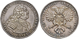 Sachsen-Albertinische Linie. Friedrich August II. 1733-1763 
Taler 1740 -Dresden-. Auf das Vikariat. Geharnischtes Brustbild des Königs mit umgelegte...
