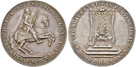 Sachsen-Albertinische Linie. Friedrich August II. 1733-1763 
Taler (Reichstaler) 1741 -Dresden-. Auf das Vikariat. Kurfürst mit gezücktem Schwert zu ...