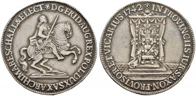 Sachsen-Albertinische Linie. Friedrich August II. 1733-1763 
1/2 Taler 1742 -Dresden-. Auf das Vikariat. Kahnt 640 (dort als "2/3 Taler"), Slg. Mers....