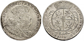 Sachsen-Albertinische Linie. Friedrich August II. 1733-1763 
8 Groschen (Doppelgulden) 1761 -Leipzig-. Kahnt 683, Slg. Mers. -, Olding 471, Kopicki 2...