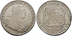 Sachsen-Albertinische Linie. Friedrich Christian 1763 
Konventionstaler 1763 -Dresden-. Mit Signatur St. Kahnt 1002, Slg. Mers. 1887, Buck 4, Schnee ...