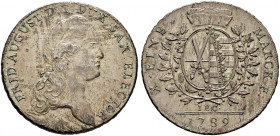 Sachsen-Albertinische Linie. Friedrich August III. 1763-1806 
Konventionstaler 1789 -Dresden-. IEC. Kahnt (Sachsen) 1083, Slg. Mers. 1955, Buck 161c,...